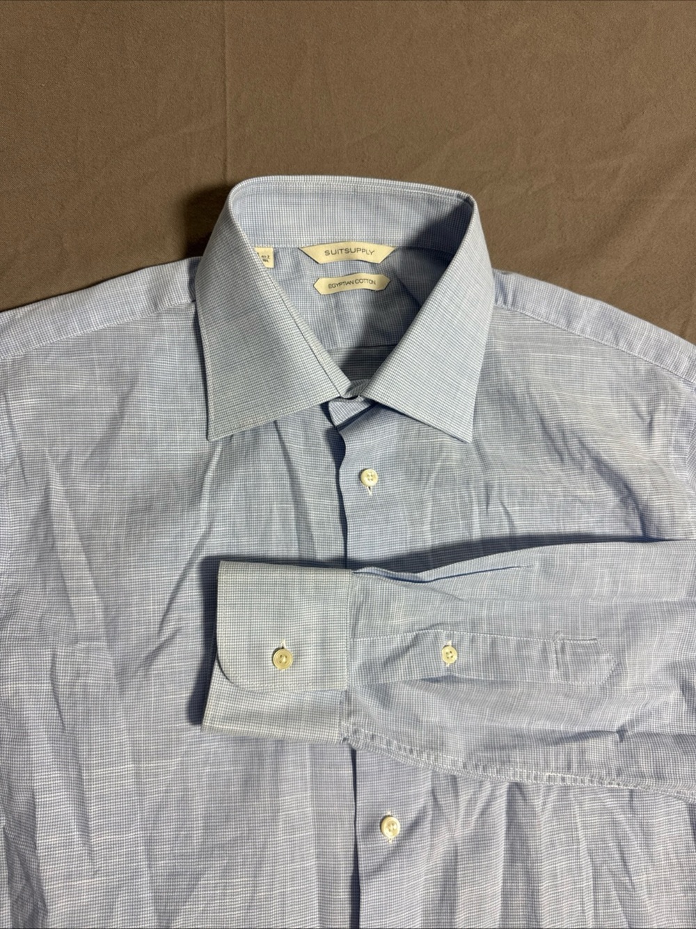 Suitsupply Slim Blue White Striped Albini Egyptian Cotton Shirt Mens 41-7 16L
